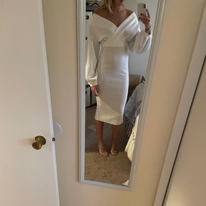 White Long Sleeve Sweater Dress